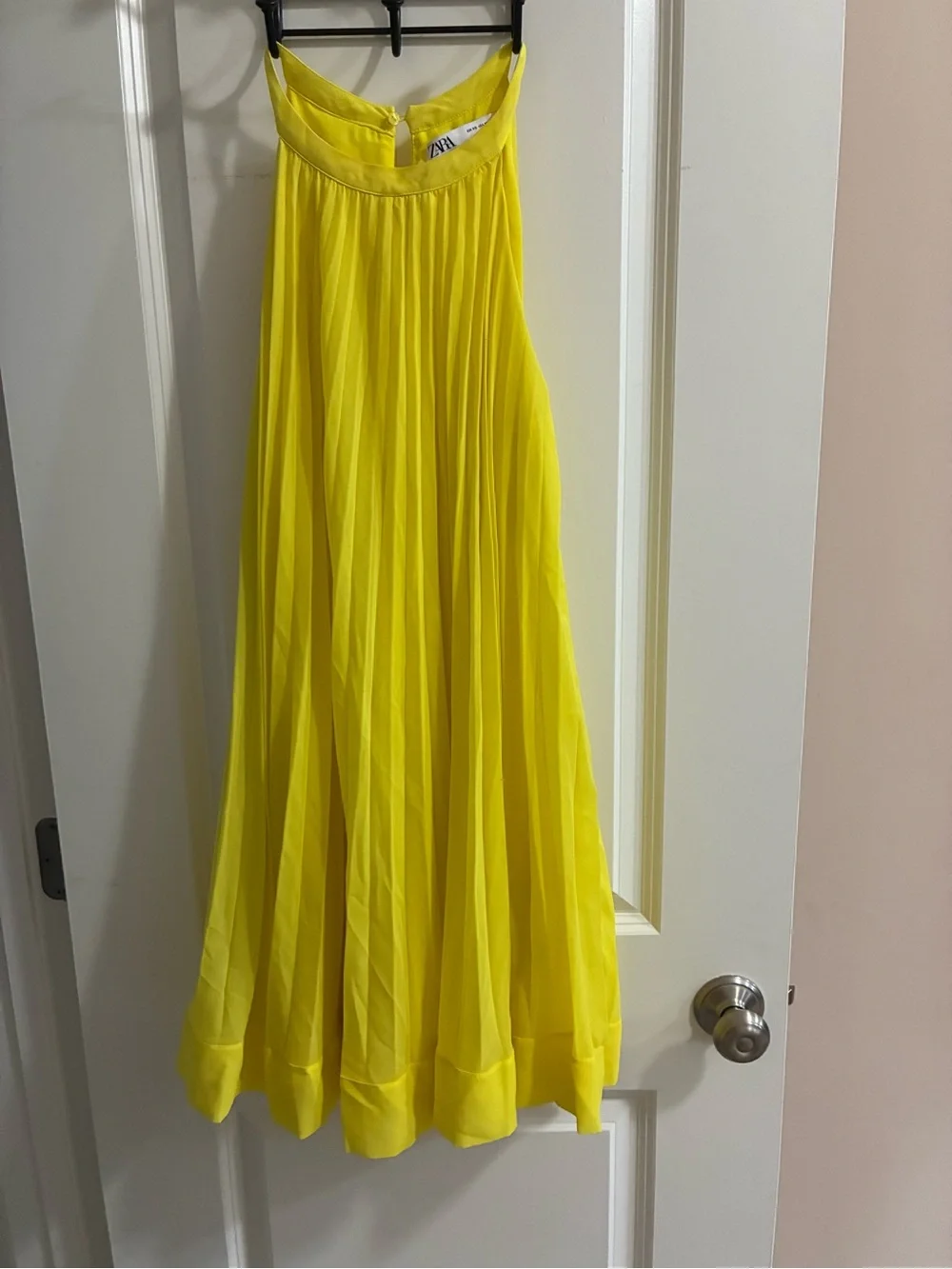Zara Canary Yellow Pleated Dress